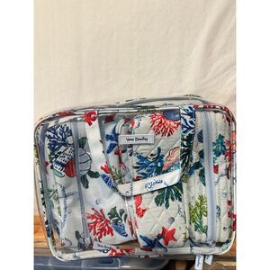 Vera Bradley Travel Cosmetic Bag Set Clear Organizer Sea Life Print Makeup Case